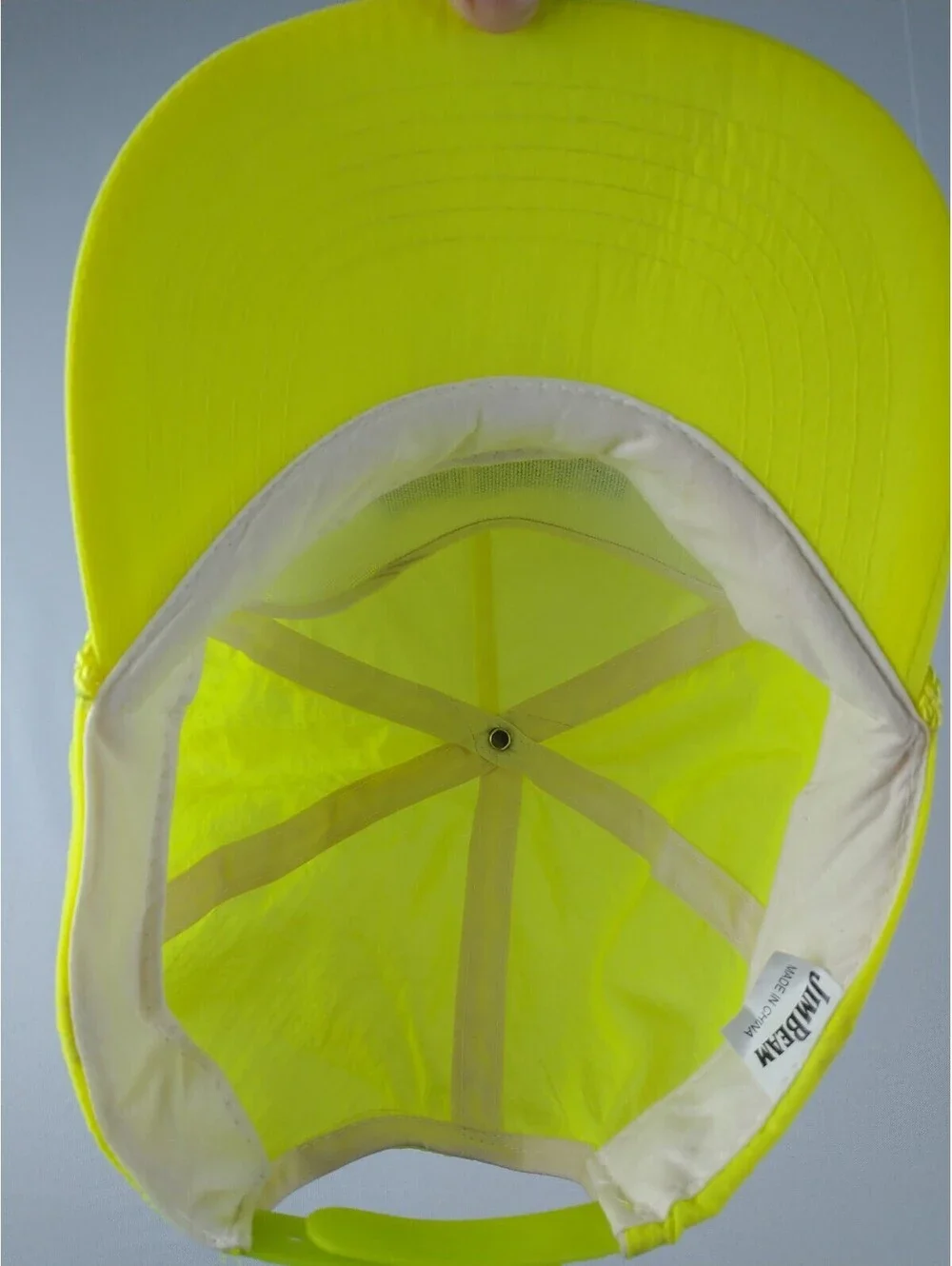 Vintage 90's Neon Yellow Cap, Nylon, Jim Beam Embroidery